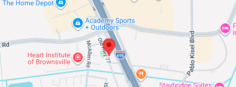 map showing a pin of the Brownsville Location